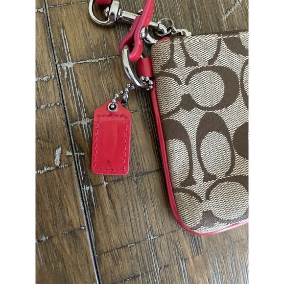 Coach Signature Wristlet - Red and Brown - Picture 4 of 10